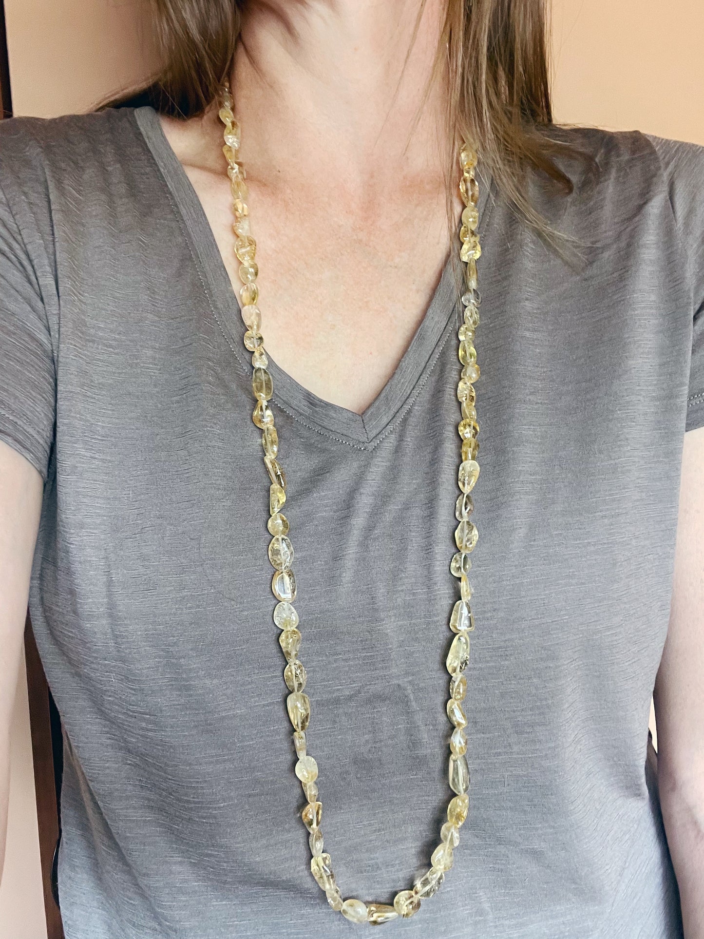 Opera Length Citrine Layering Necklace