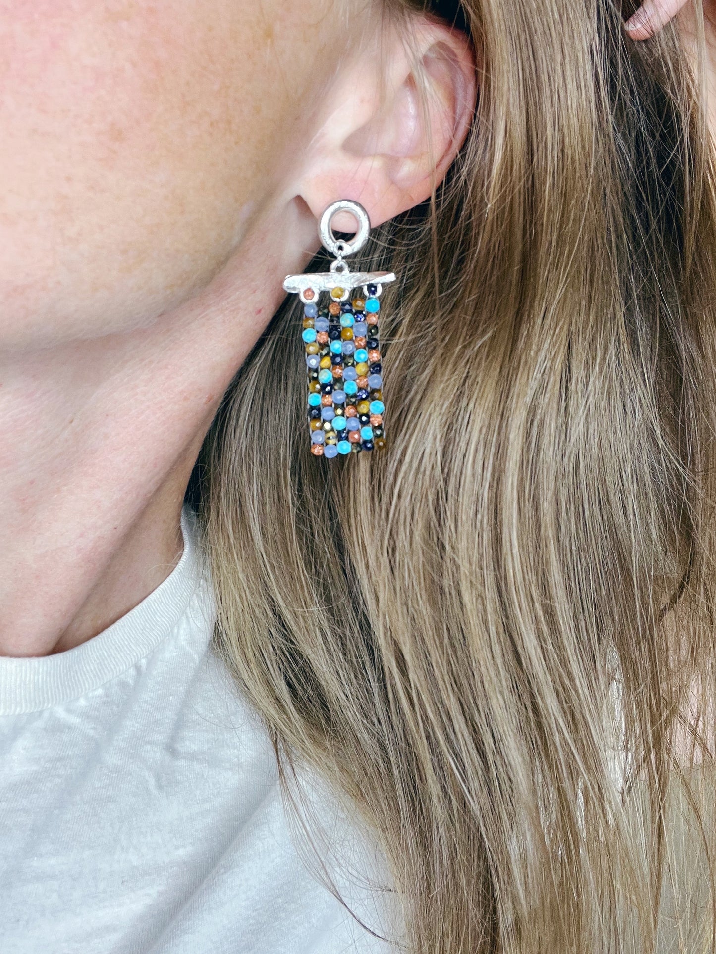 Hand Woven Rectangle Earring