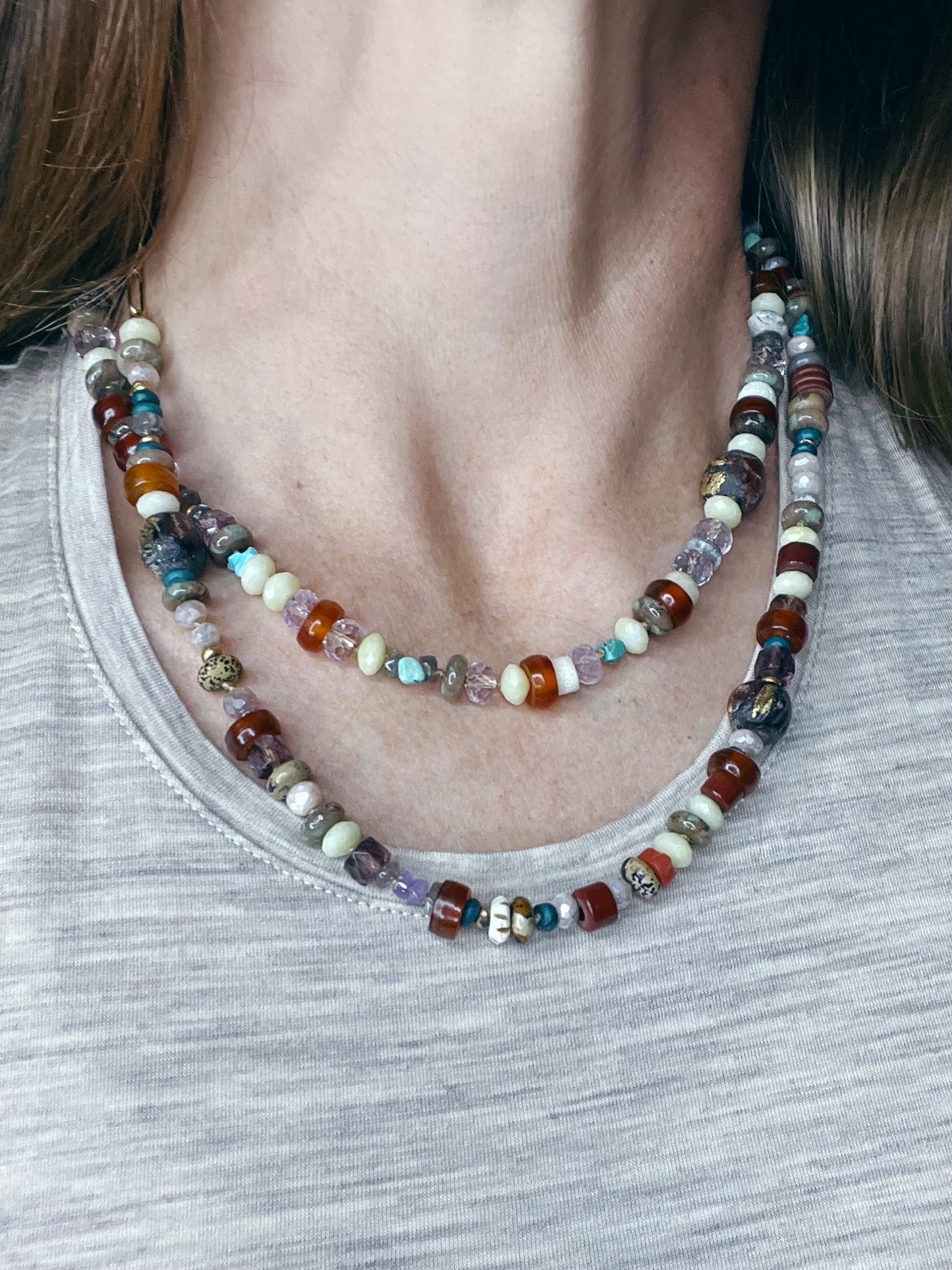 Hand Knotted Multicolored Bead Strand