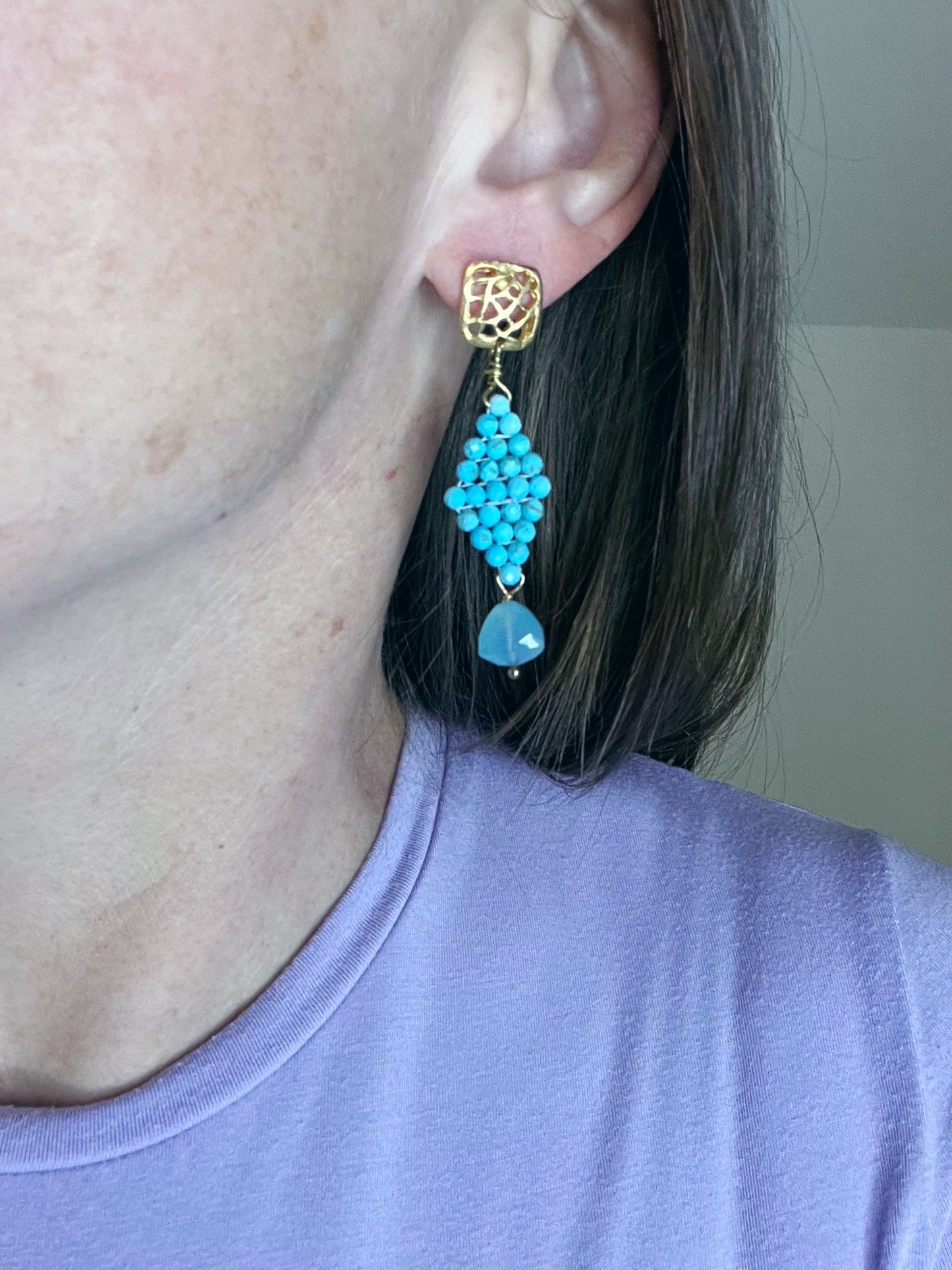 Solid Color Diamond Shaped Woven Earring (2 stone options)