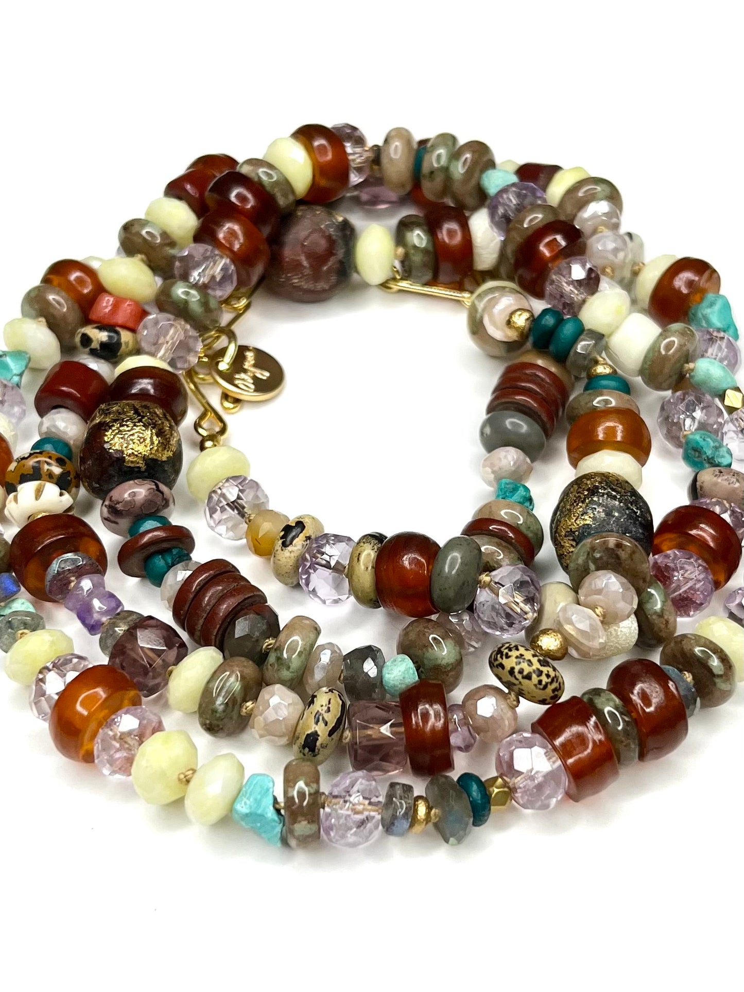 Hand Knotted Multicolored Bead Strand