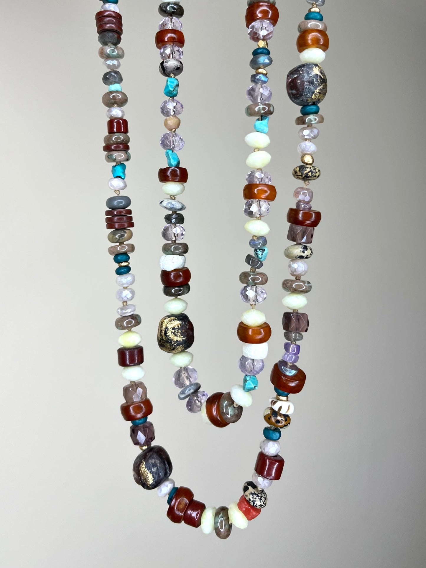 Hand Knotted Multicolored Bead Strand