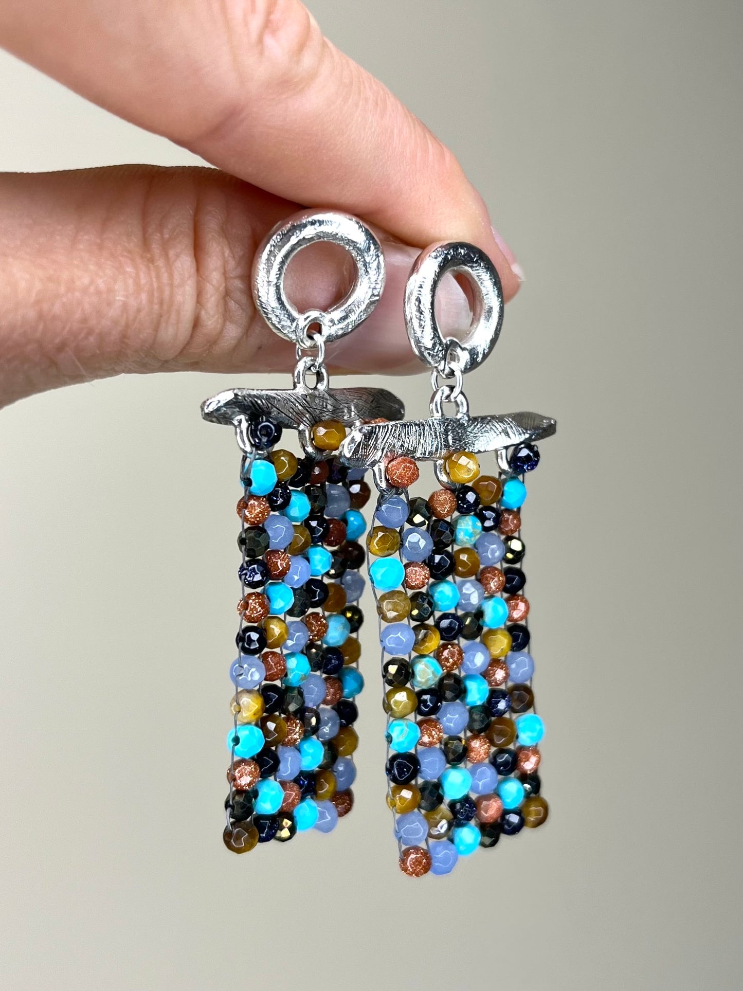 Hand Woven Rectangle Earring