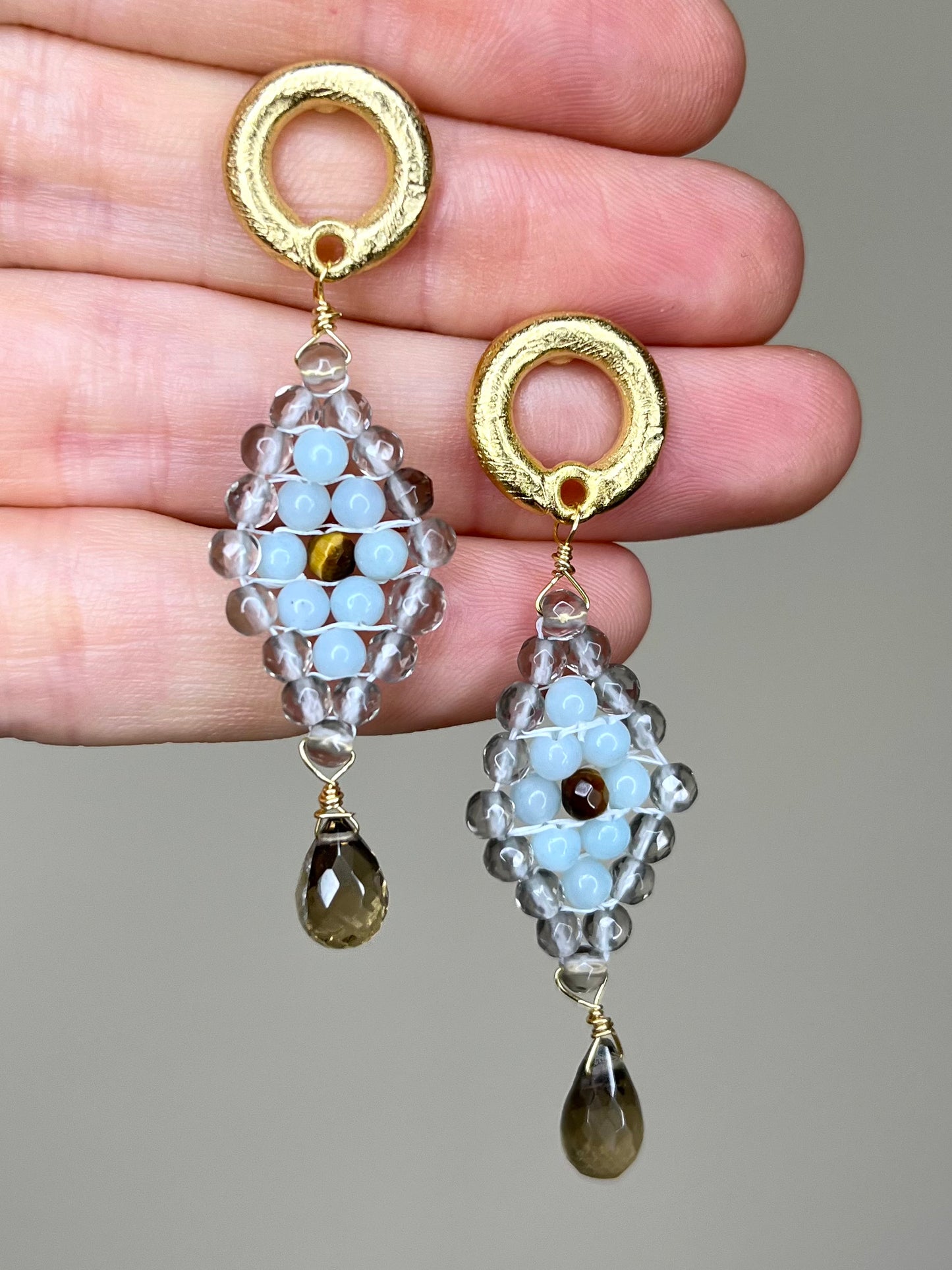 Hand Woven Diamond Shaped Earring