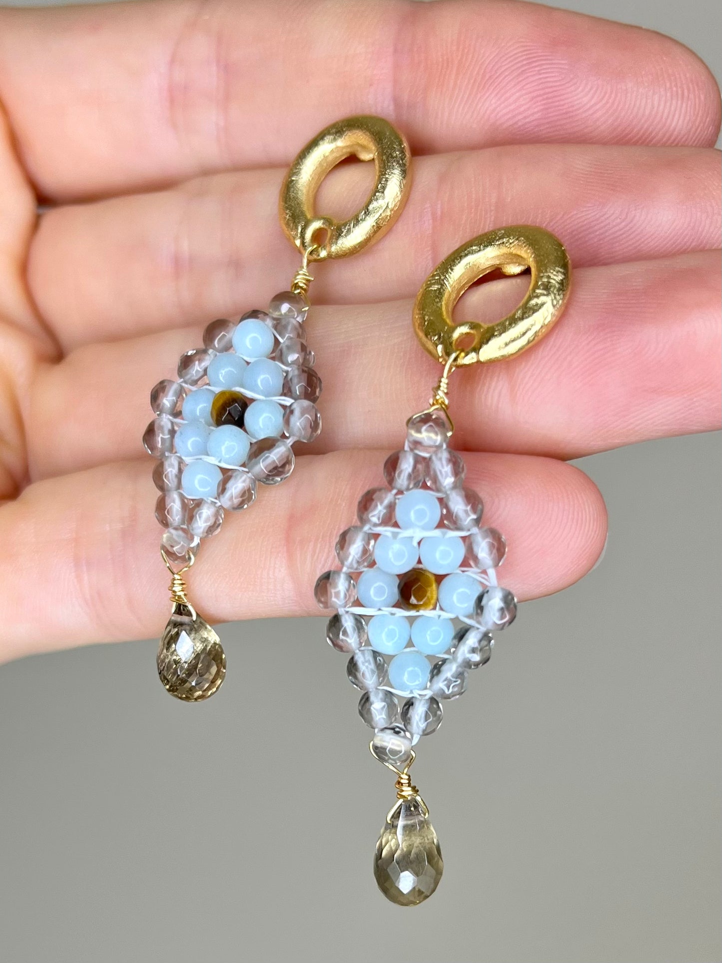 Hand Woven Diamond Shaped Earring