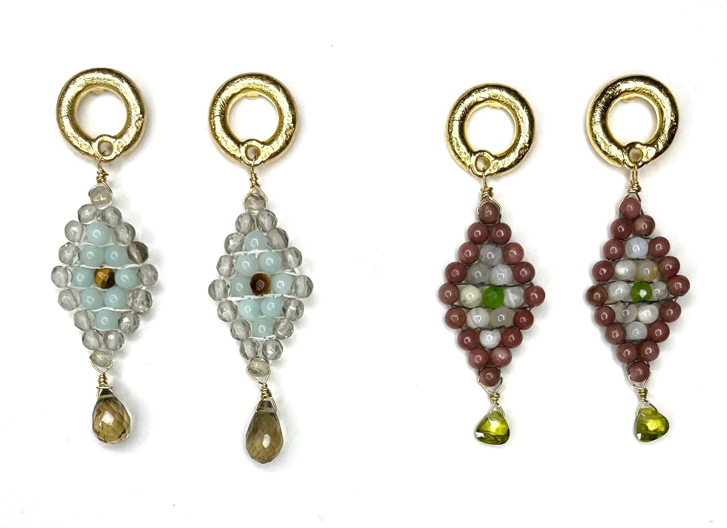 Hand Woven Diamond Shaped Earring