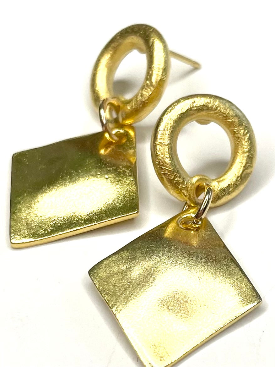 Satin Gold Plated Geometric Earring