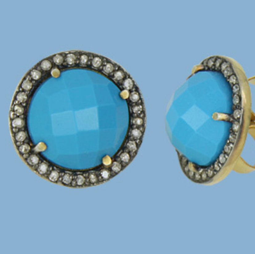 Logo Earring (7 stone choices)