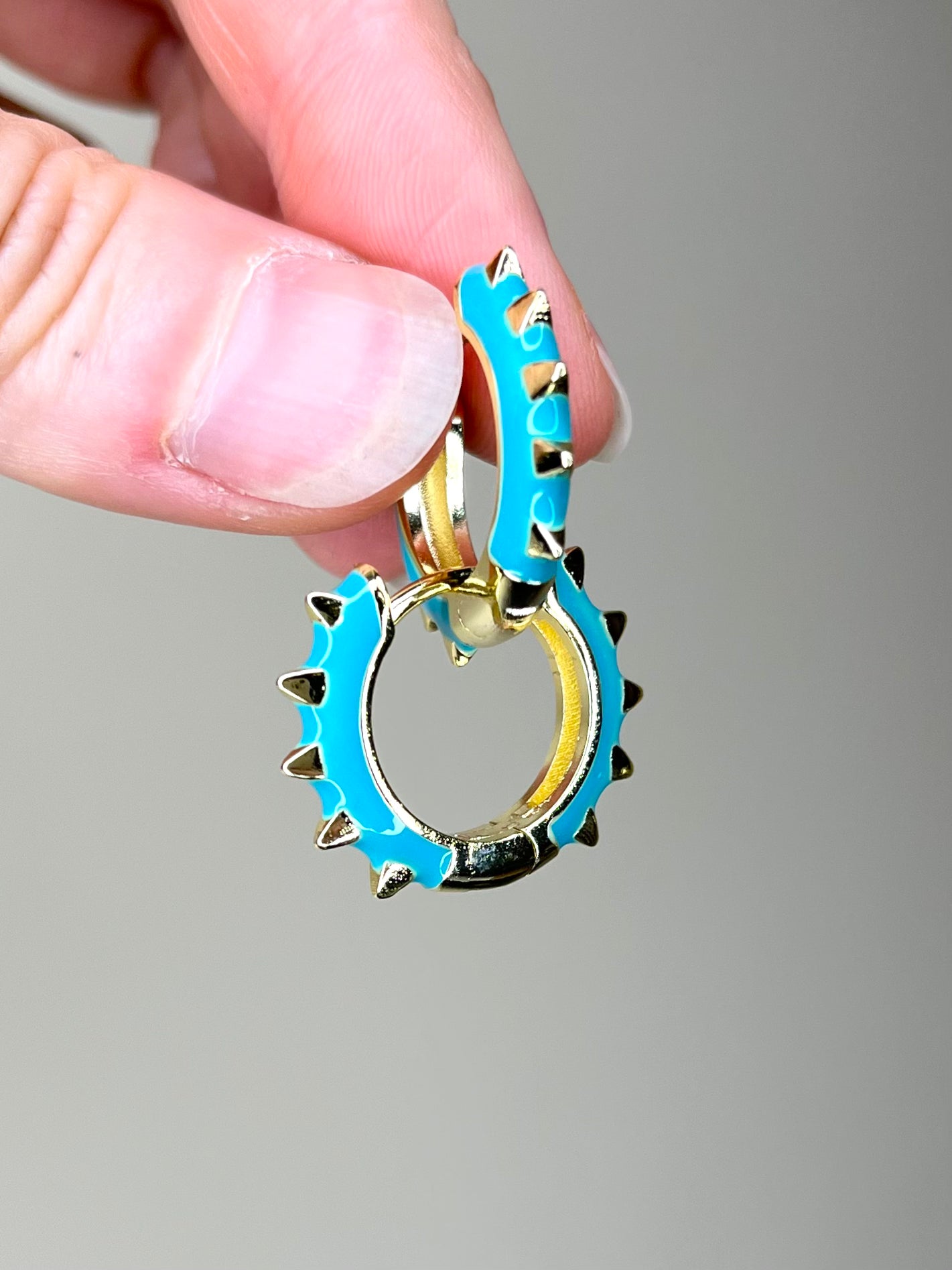 Spiked Enamel Hoop Earring (2 color options)