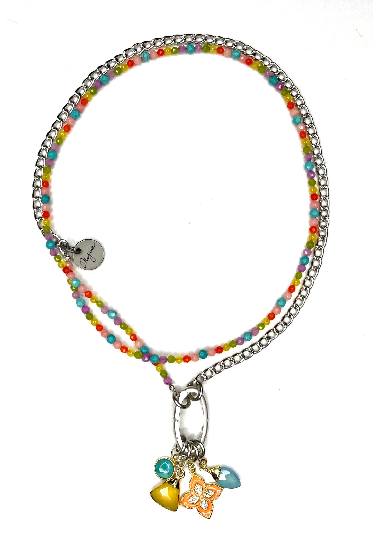 Multi Colored Long Charm Necklace