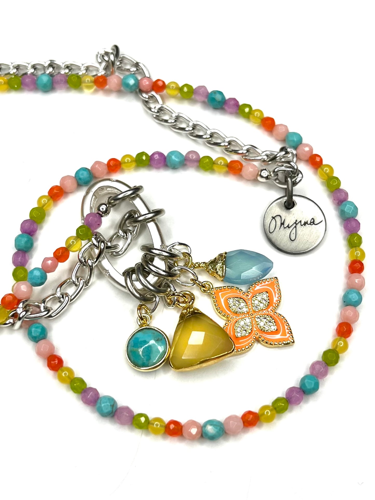 Multi Colored Long Charm Necklace