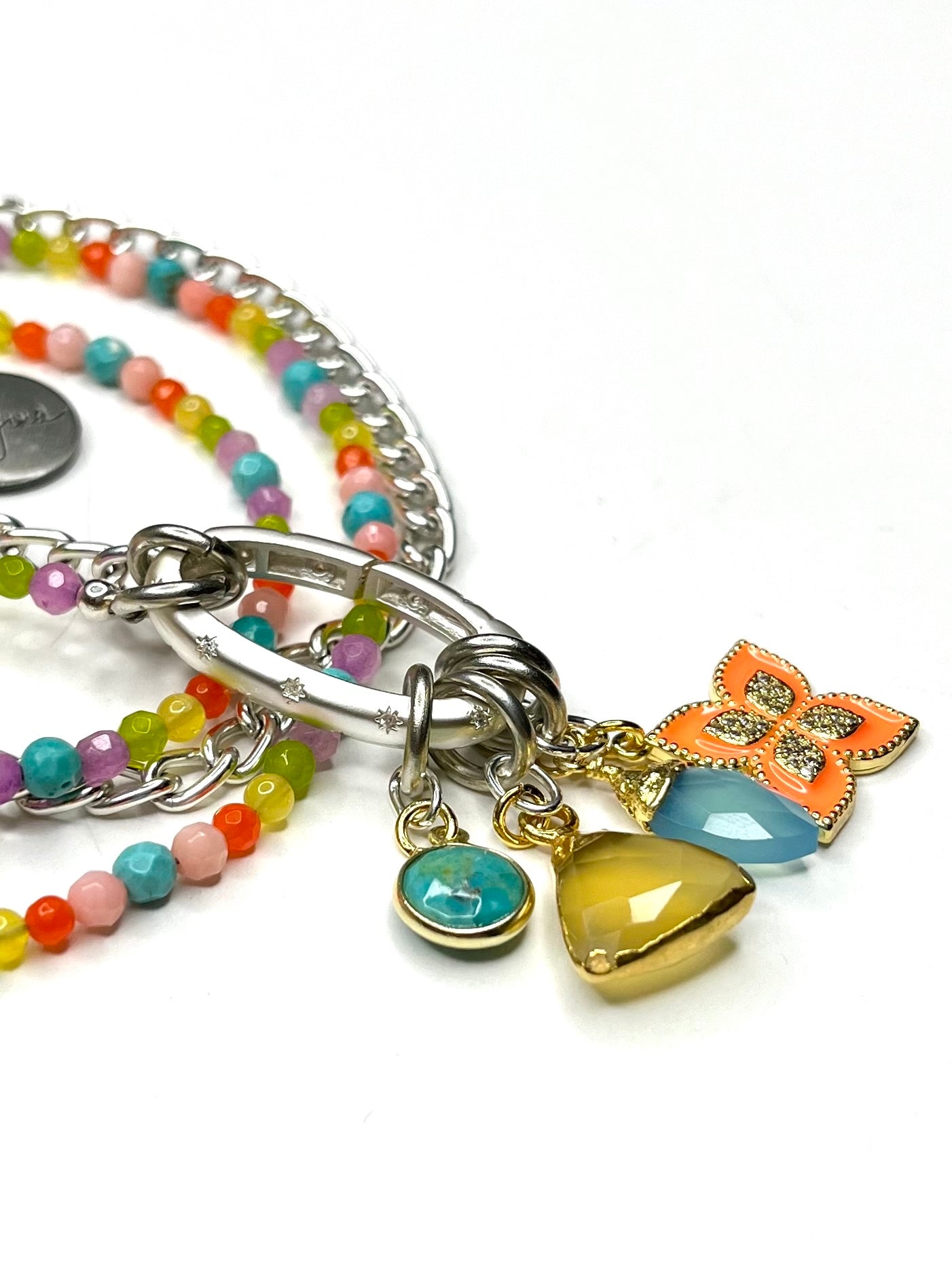 Multi Colored Long Charm Necklace