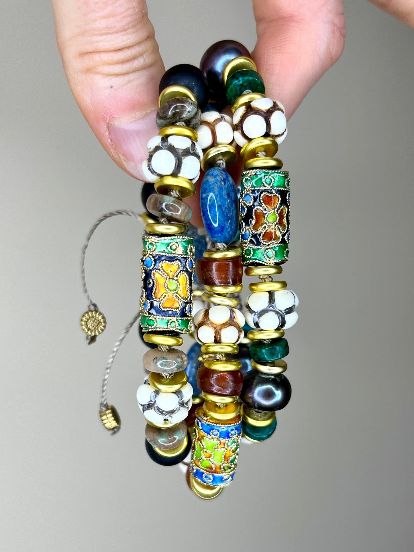 Cloissone and Gemstone Bracelets (sold separately)