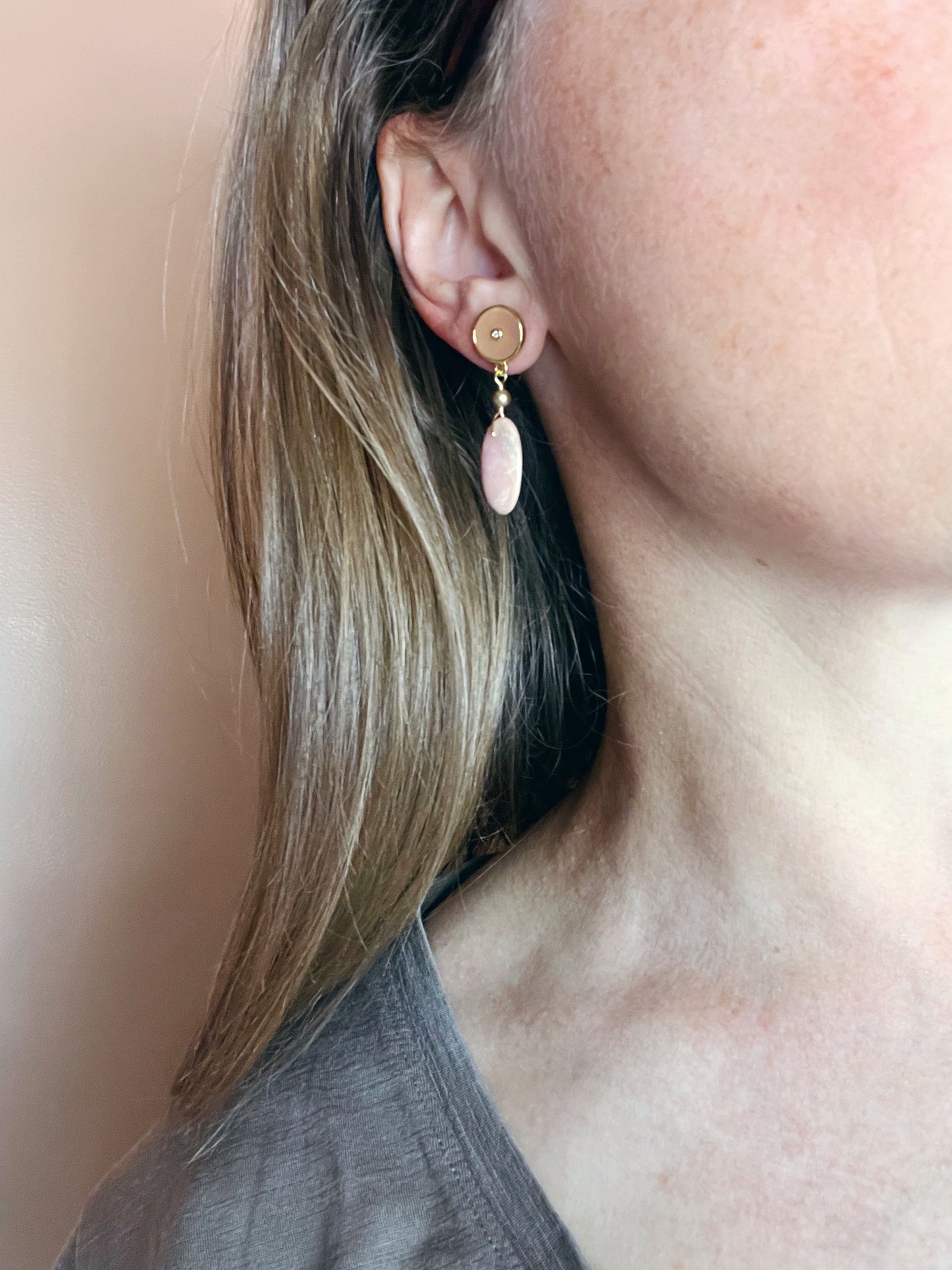 Pink Opal Drop Earring