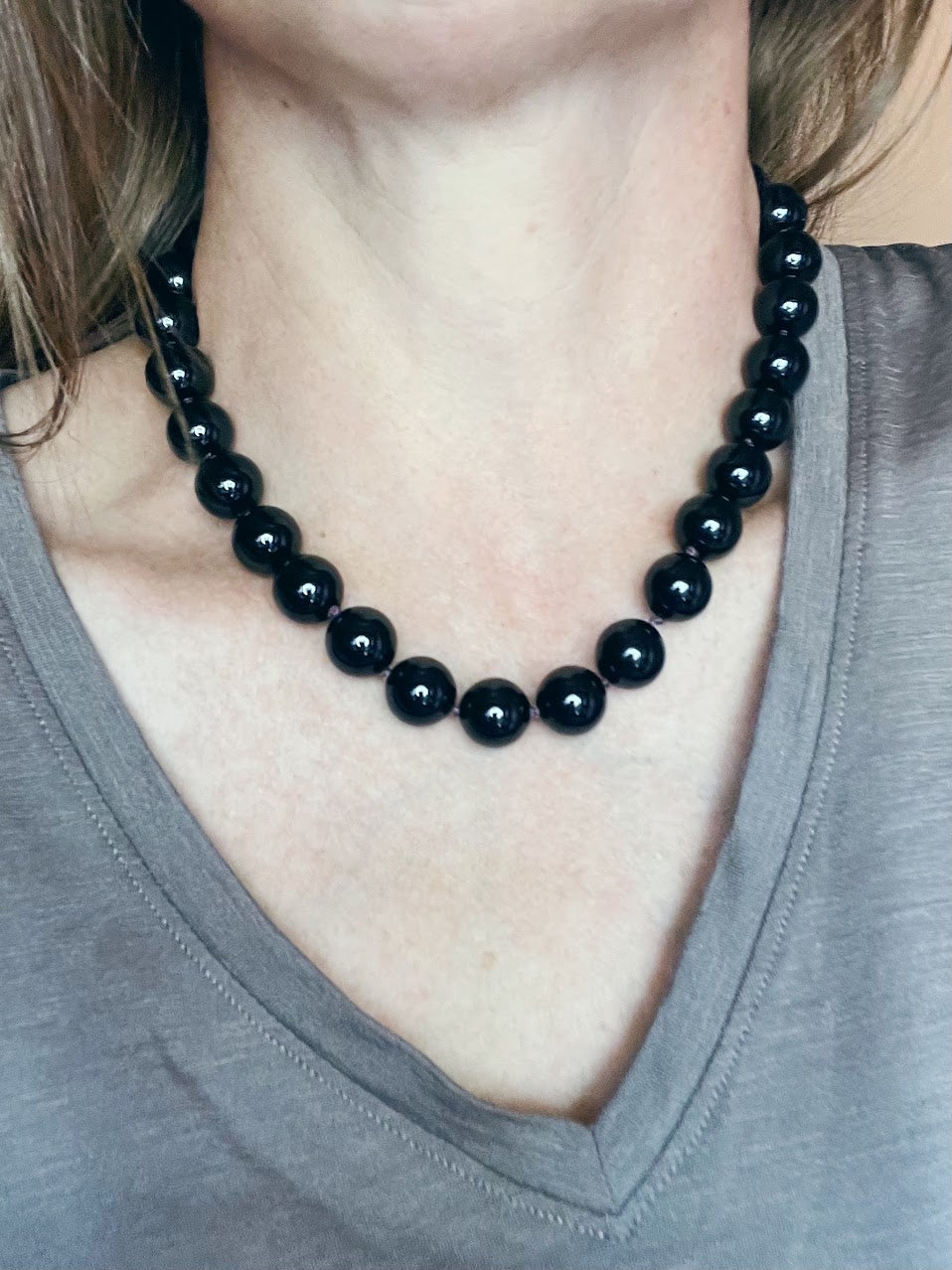 Black Onyx Hand Knotted Choker