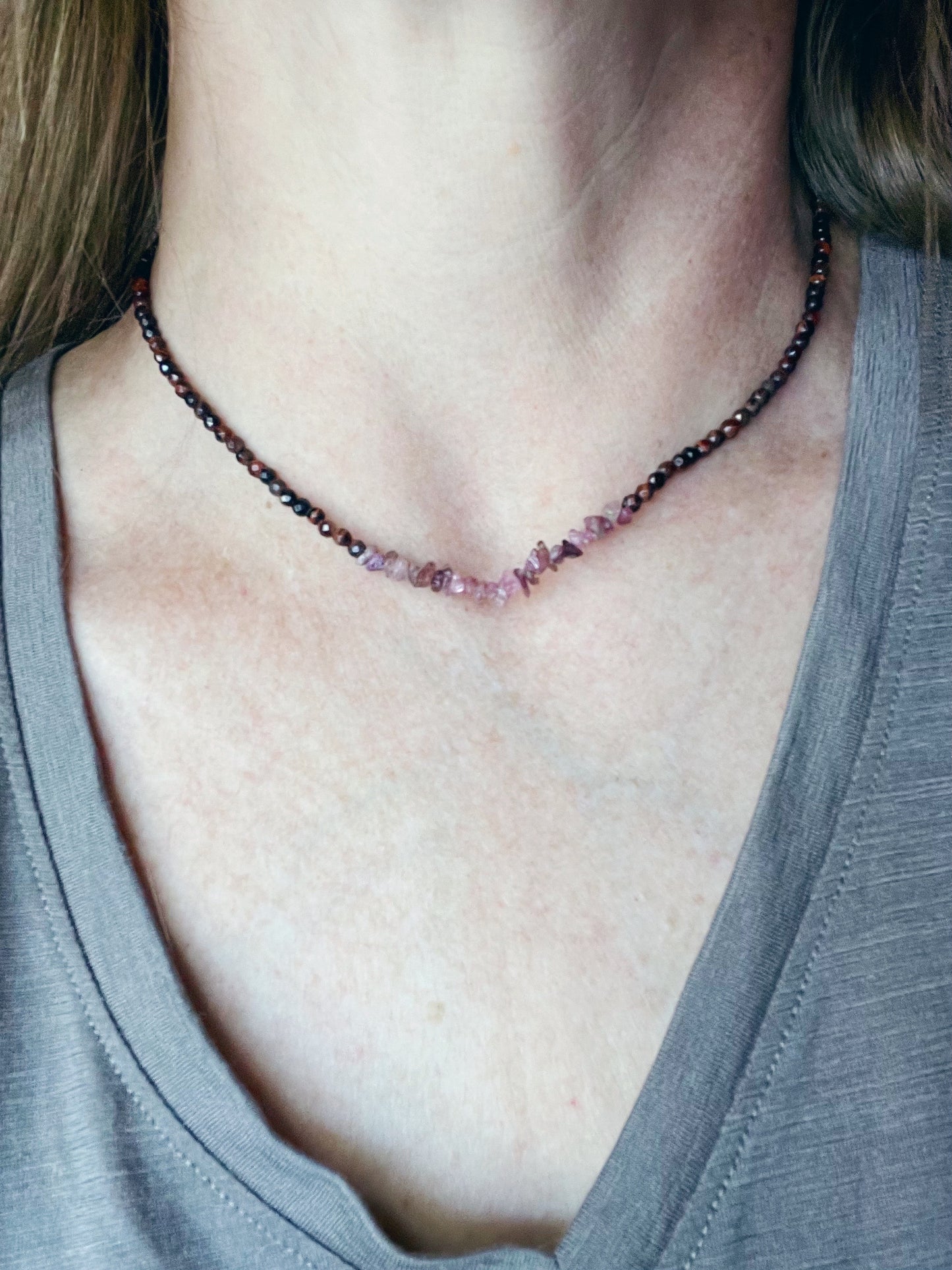 Red Tiger Eye and Ruby Necklace