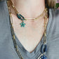 JOSSIE- Short Paper Clip Necklace with CZ Carabiner and Charm