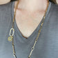 Mopsy Longest Length Paper Clip Chain Necklace with Beaded Flower Charm