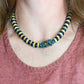 Teal Afghan Glass and Wood Necklace