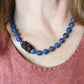Matte Lapis and Hessonite Garnet Necklace