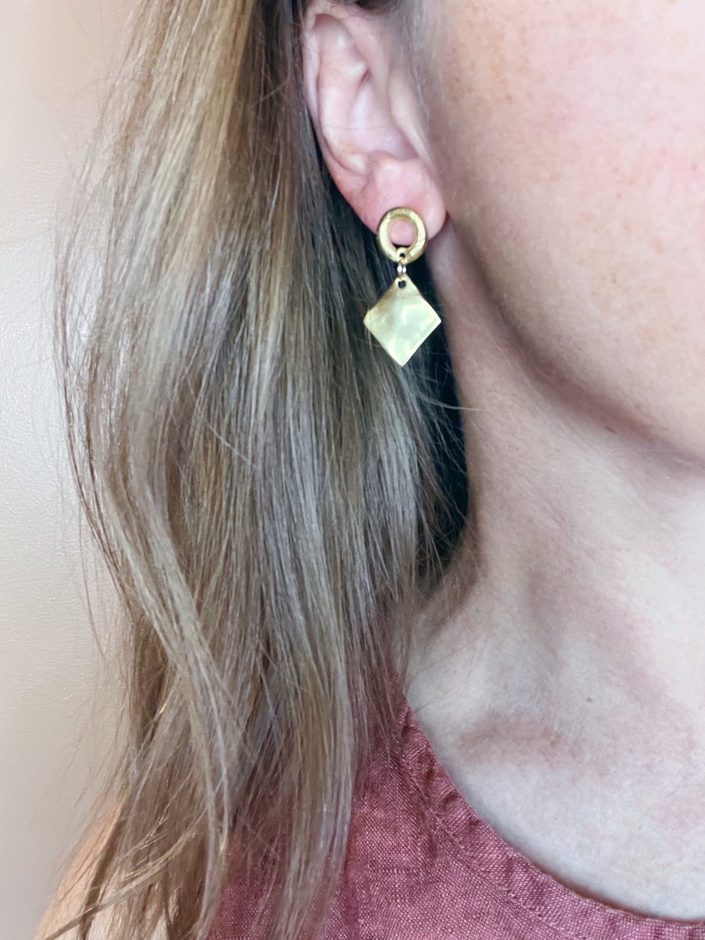 Satin Gold Plated Geometric Earring