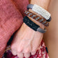 Handwoven Beaded Rubber Bracelet- Gray/White