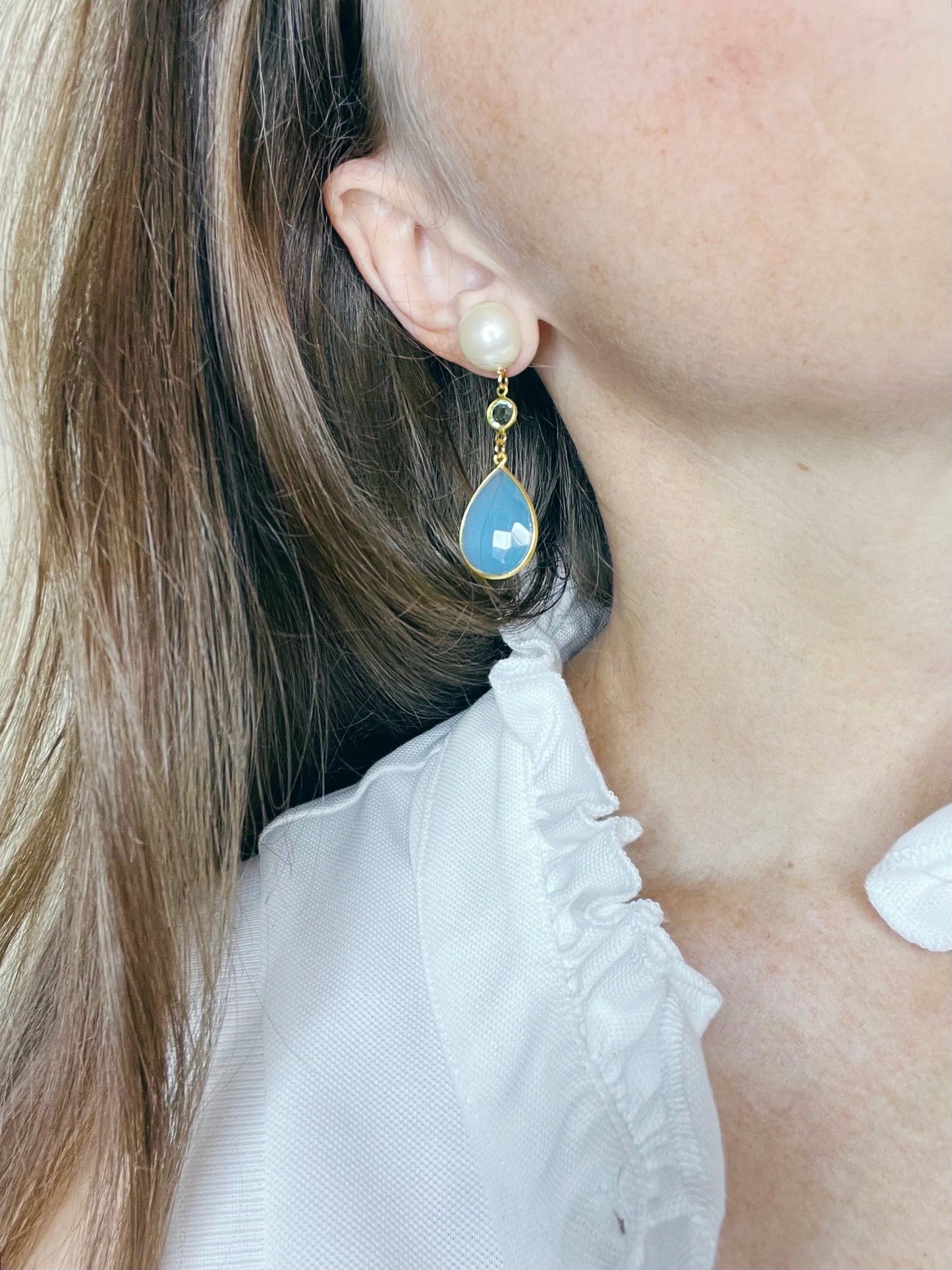 Blue Chalcedony Earring