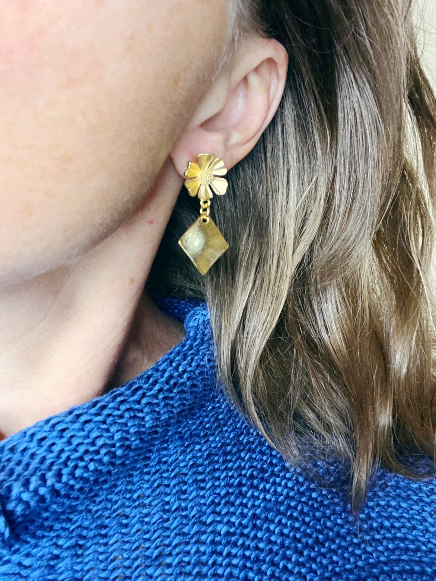 Satin Gold Drop Earring