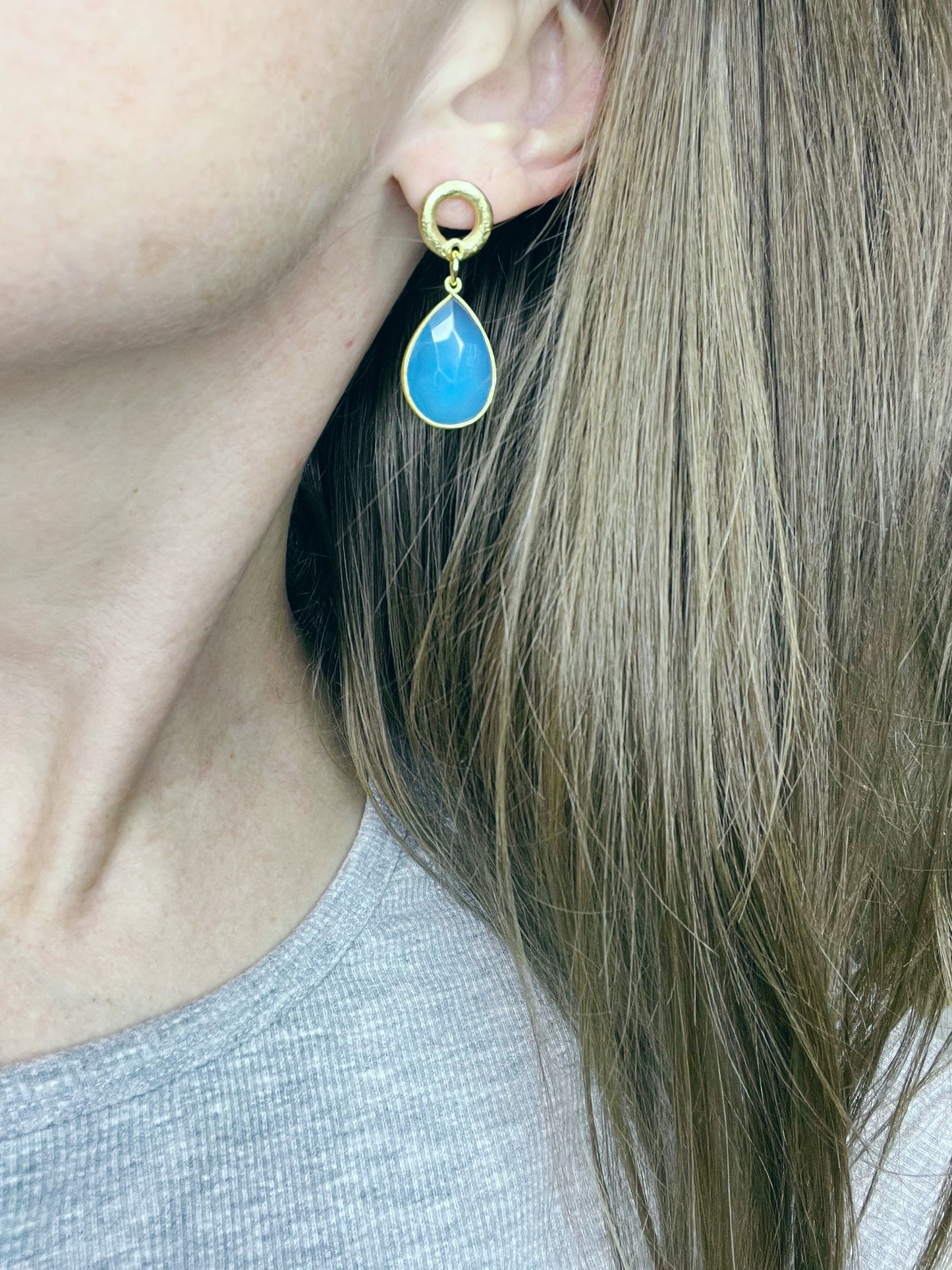 Chalcedony Teardrop Earring