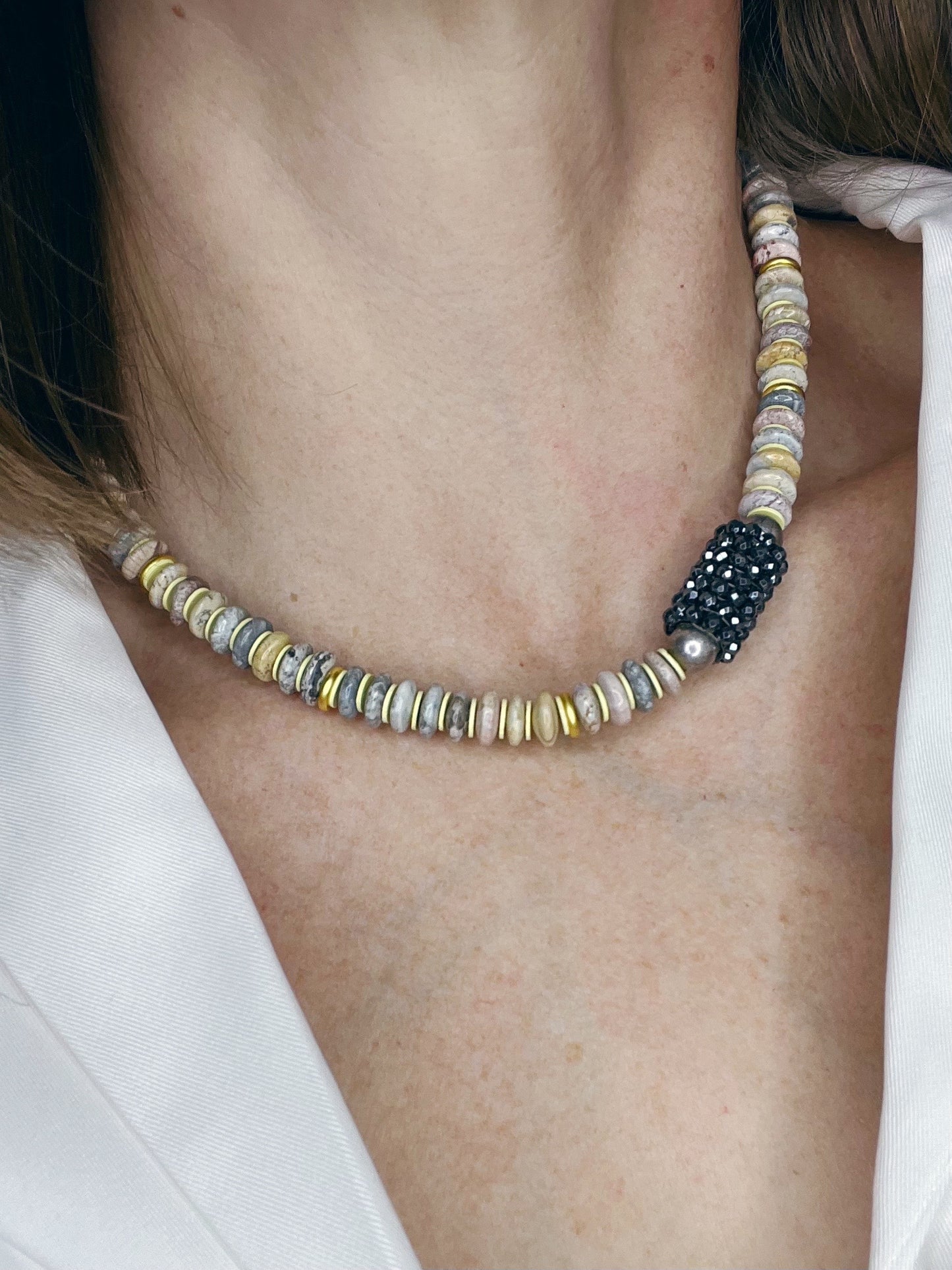 Jasper and Vintage Vinyl Necklace
