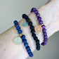 Black Lava Stretch Bracelet with Turquoise Heart Charm