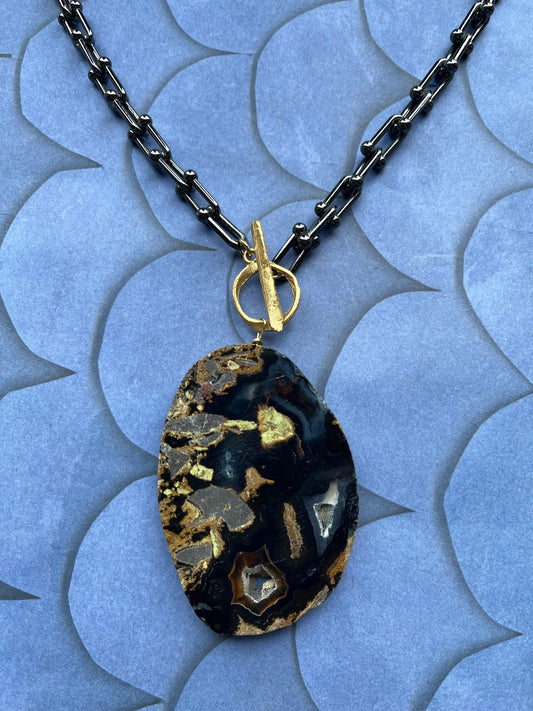 Black Agate Pendant Necklace