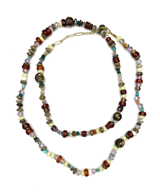 Hand Knotted Multicolored Bead Strand