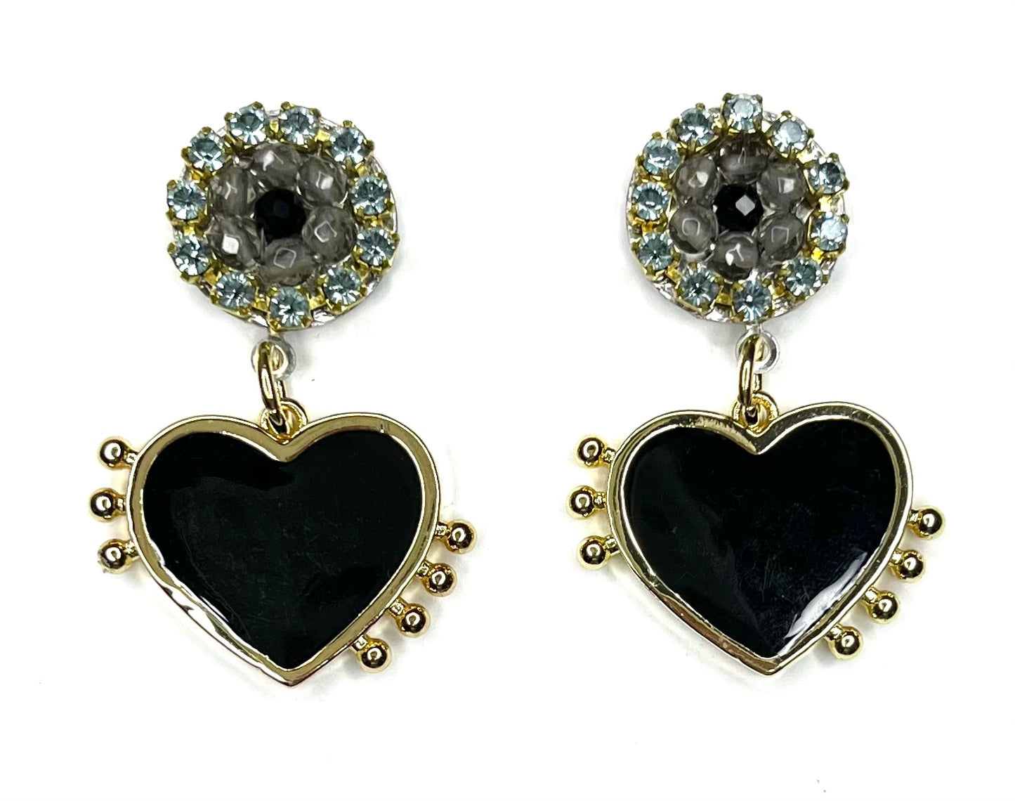 Black Enamel Heart Earring