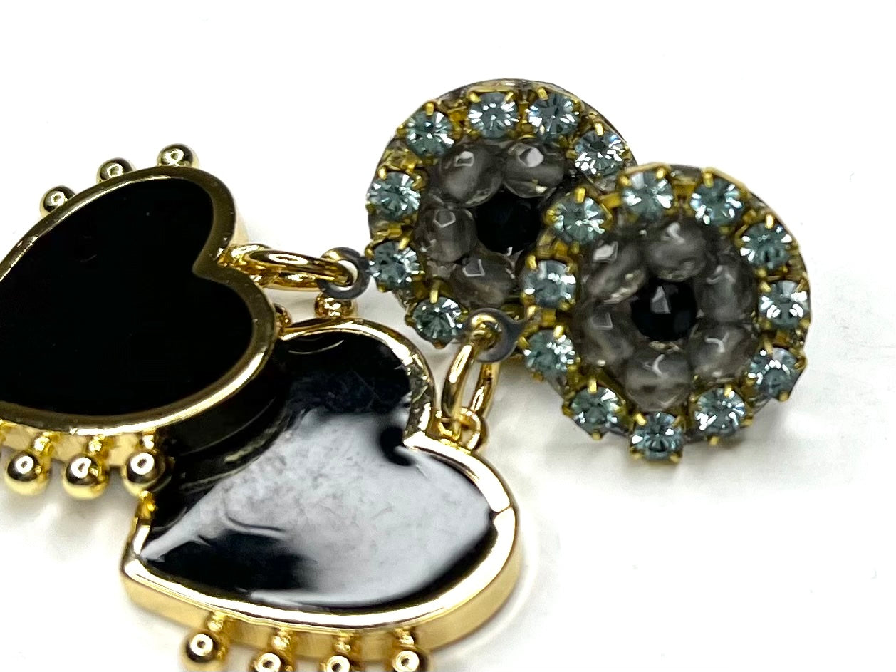 Black Enamel Heart Earring