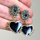 Black Enamel Heart Earring