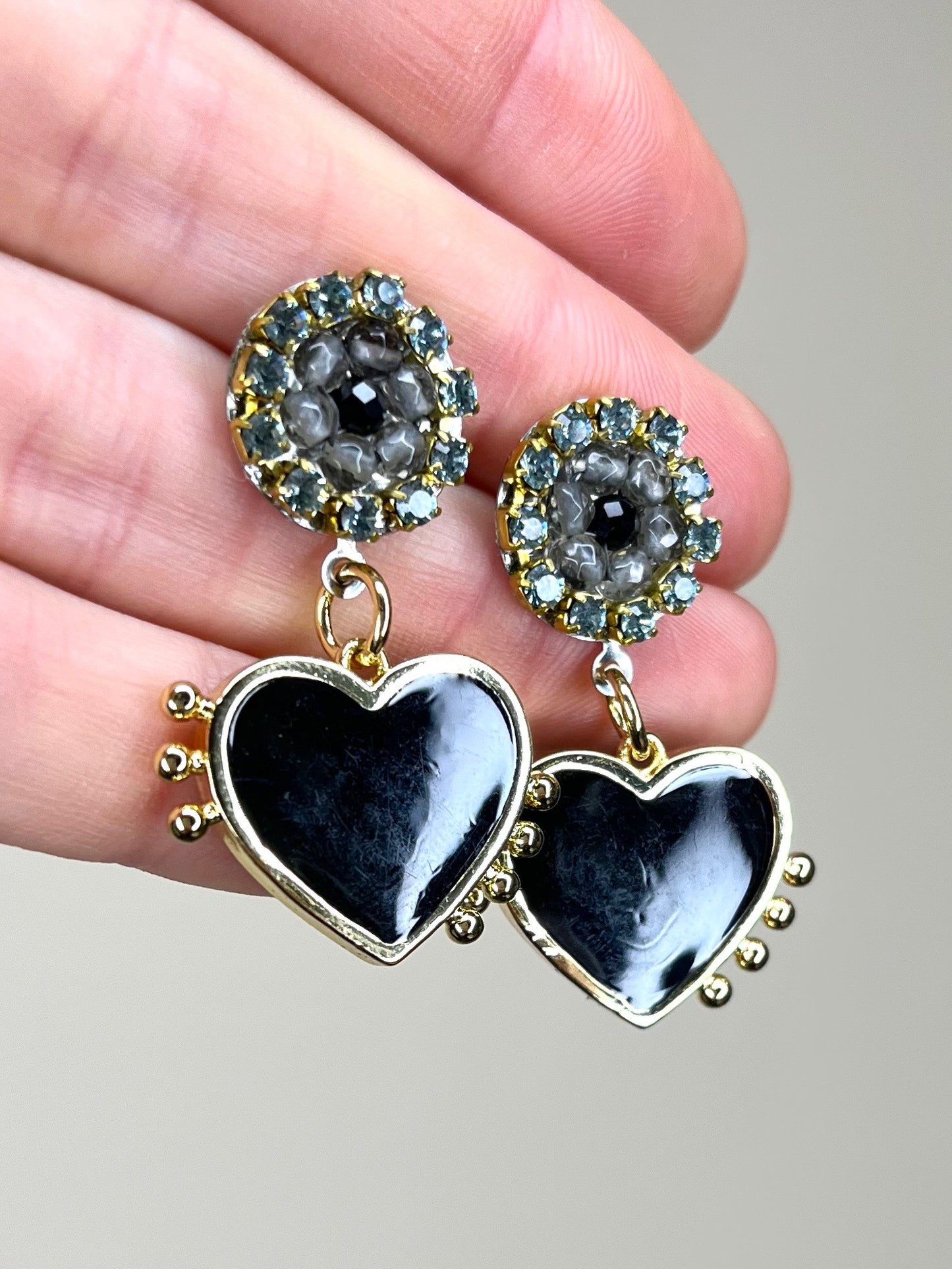 Black Enamel Heart Earring