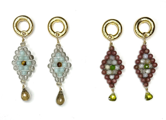 Hand Woven Diamond Shaped Earring