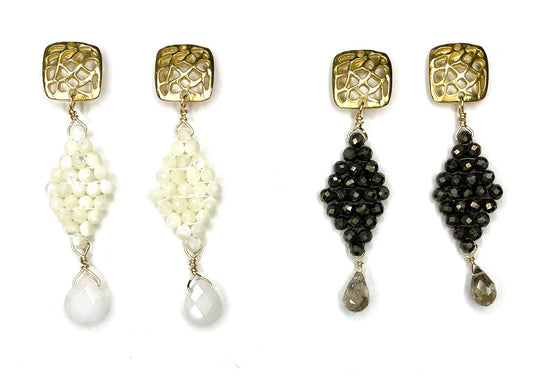 Solid Color Diamond Shaped Woven Earring (2 stone options)