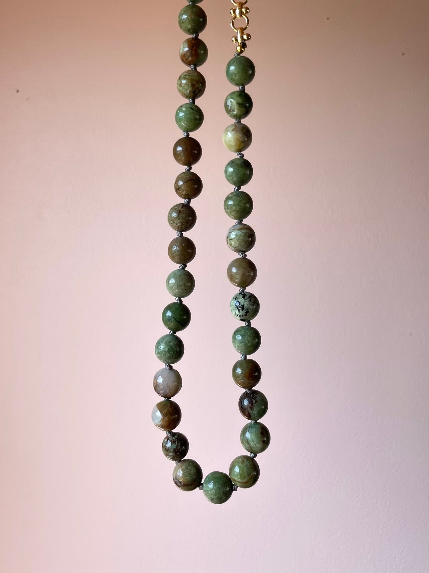 Green Jasper Hand Knotted Choker