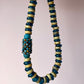 Teal Afghan Glass and Wood Necklace