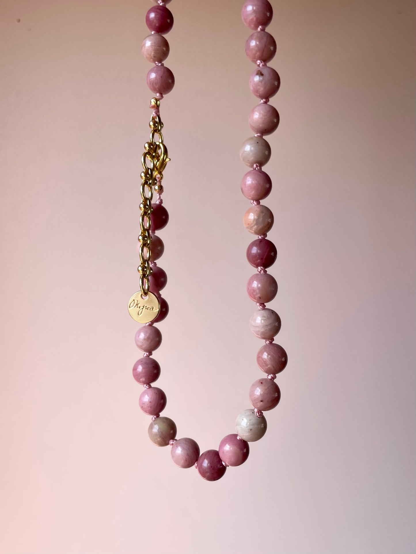 Hand Knotted Rhodonite Choker