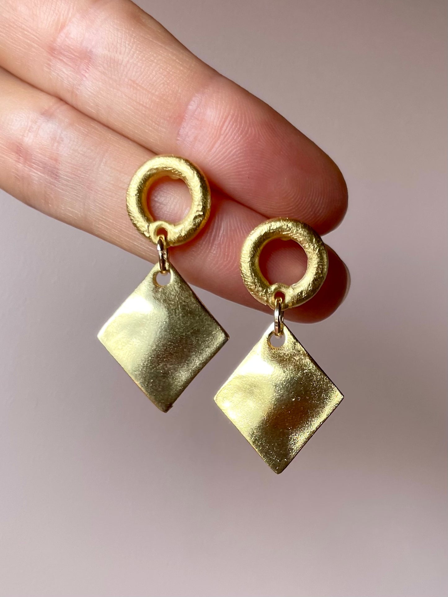Satin Gold Plated Geometric Earring