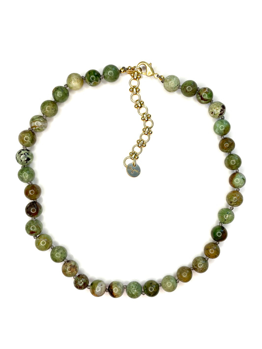 Green Jasper Hand Knotted Choker