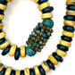 Teal Afghan Glass and Wood Necklace