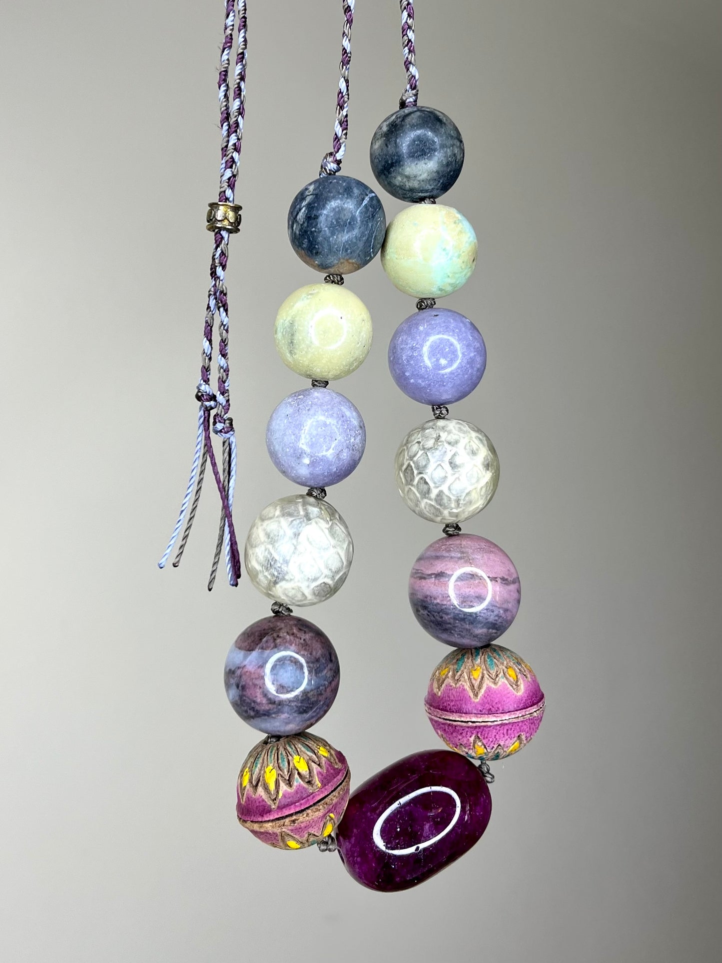 Mixed Gemstones on Cord with Slider