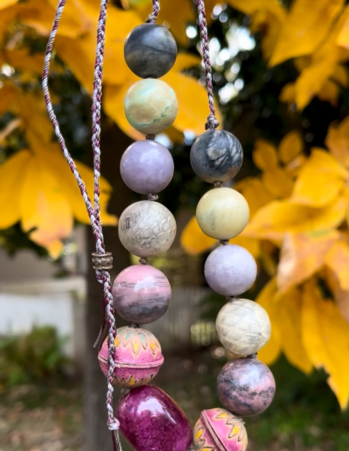 Mixed Gemstones on Cord with Slider