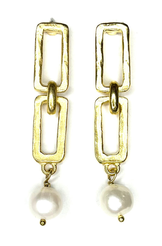 Gold Moderna Pearl Earring