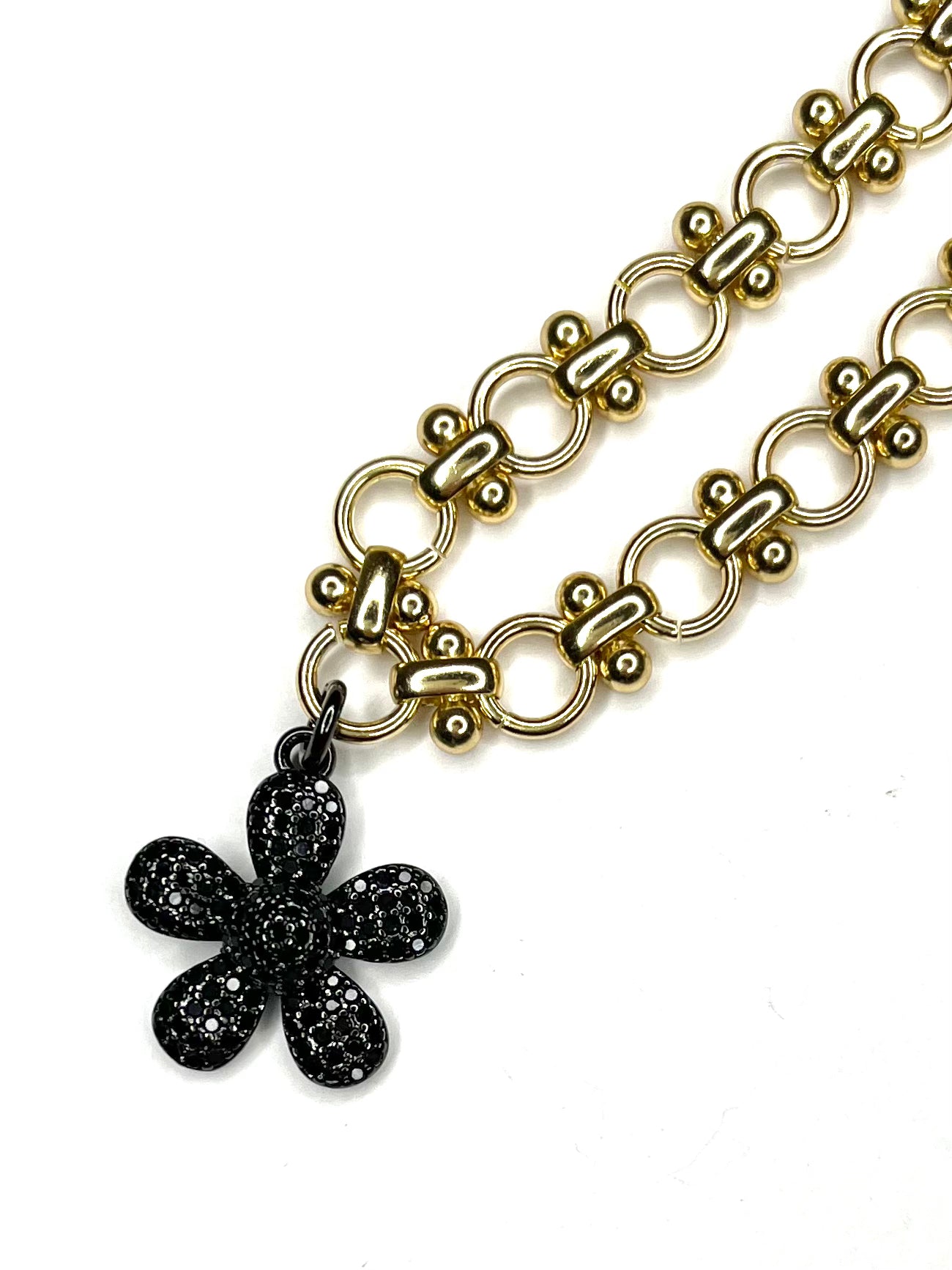 Dema Bracelet- Black Flower Charm