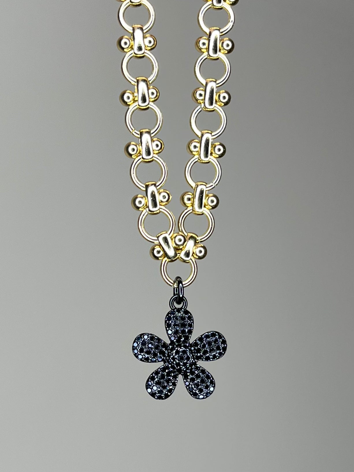 Dema Bracelet- Black Flower Charm